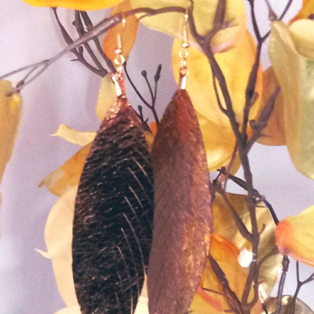 Gold /Chrome Leaf Earrings